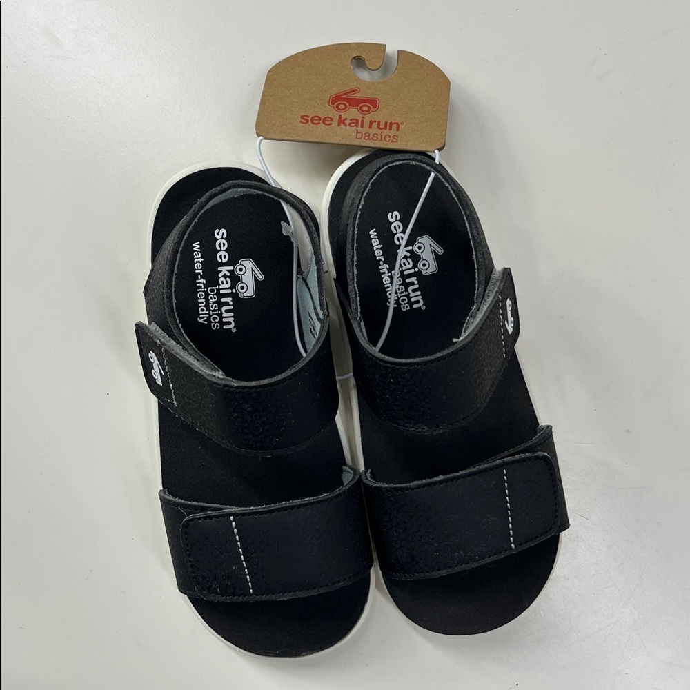 NWT See Kai Run Jaylen Black Dual Strap Water Friendly Sandals Size 12 - Picture 3 of 7